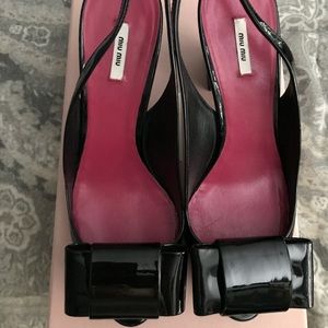 Miu Miu black patent sling backs 36